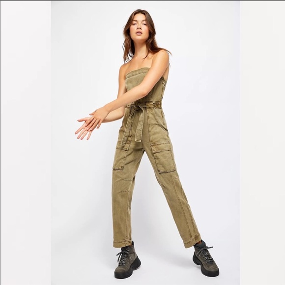 Free People Go West Utility Open Back Jumpsuit S - Picture 4 of 16